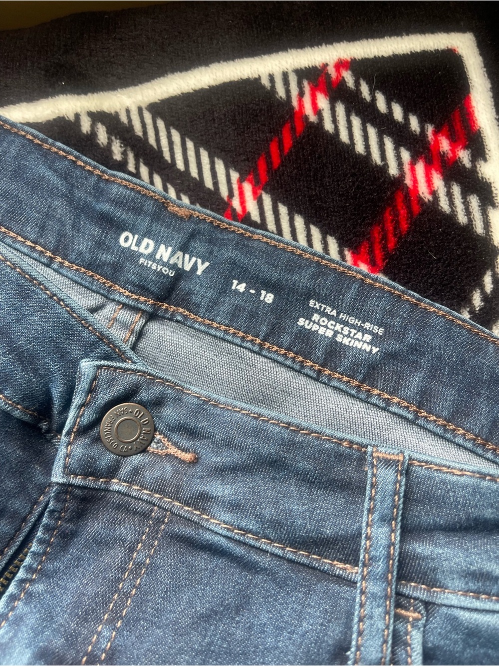 Old Navy Dark Blue High-Rise Rockstar Super Skinny Jeans (Women)